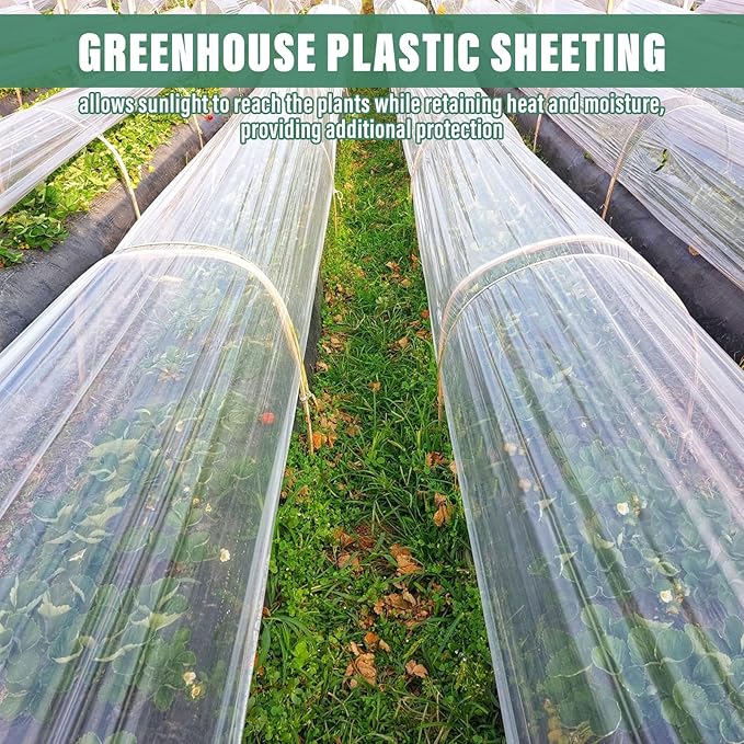 Legigo 8 X 26 Ft Clear Plastic Plant Covers Freeze Protection- 6 Mil Winter Greenhouse Plastic Sheeting for Frost Water Sun Wind Resistant, Plant Vegetable Blanket Covers for Cold Weather Garden Farm