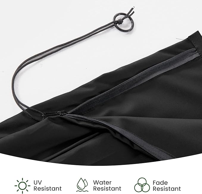 Patio Cantilever Umbrella Cover Outdoor Offset umbrellas Covers with Zipper and Rod UV Resistant Waterproof for Pool Deck Garden, Black