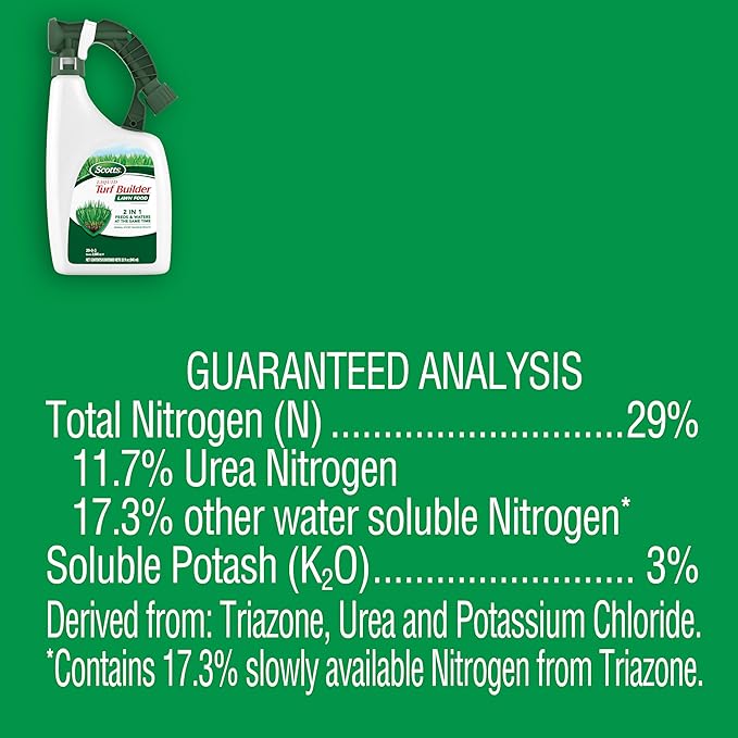 Scotts Liquid Turf Builder Lawn Fertilizer for All Grass Types, Feeds and Waters Lawn at Same Time, 32 fl. oz.