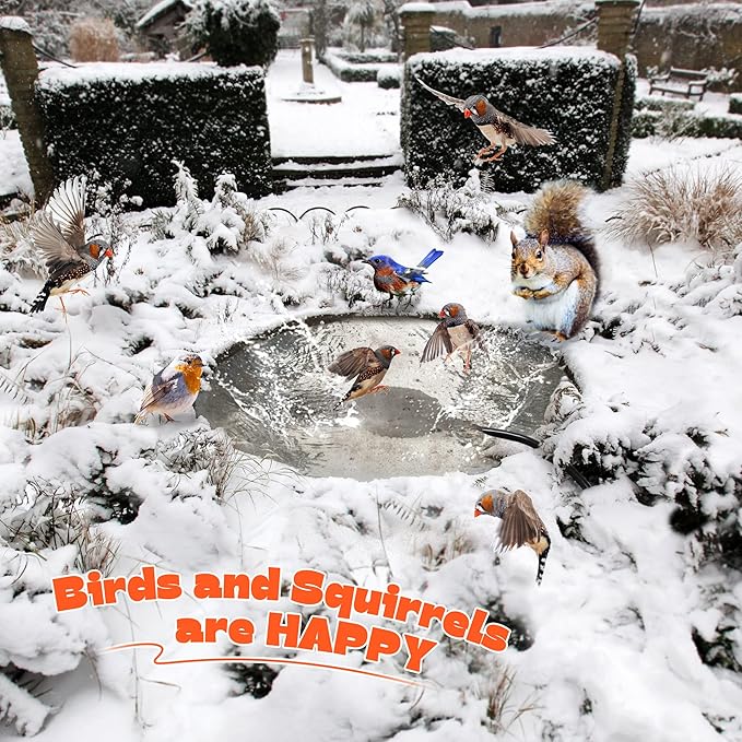 2 Pack Upgrade Bird Bath Heater for Outdoors in Winter, Pond Deicer 60 Watts Birdbath Deicer Water Heater Thermostatically Controlled with Auto Shut off Function for Patio Lawn (Army Green,Black)