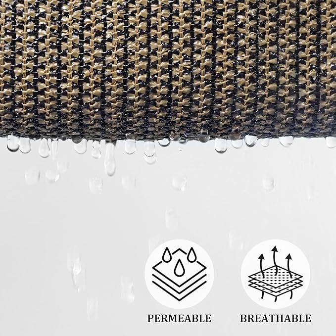 Shade&Beyond Sun Shade Sail Breathable UV Block Outdoor Covering Cloth for Backyard, Pool, 10'X25', Mocha (Customized Available)