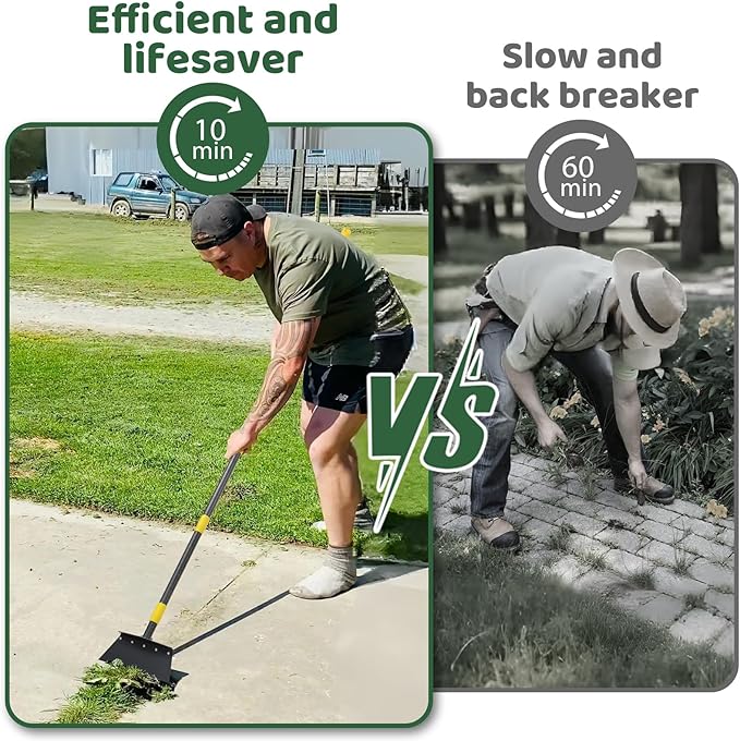 Separate Manual Weeder,Detachable Garden Flat Shovel Scraper, 2 Spades,60 Inch Long Multifunctional Garden Cleaning Shovel, Heavy Duty Floor Scraper,Metal Weeding Scraper for Edging, Snow Ice Removal
