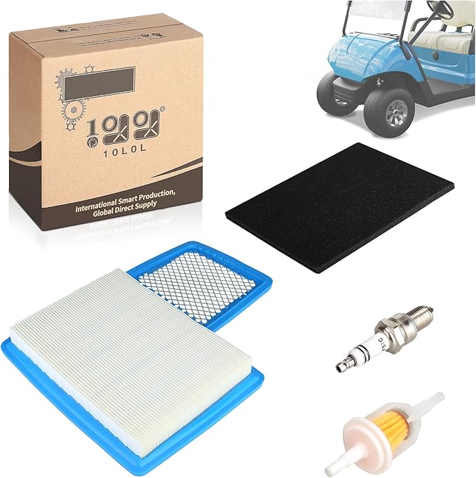 10L0L Golf Cart Tune Up Kit for Yamaha G16,G19,G20,G21,G22 and Yamaha G29 Drive Gas 4 Cycle Models with 301cc/357cc Engines with Air Filter PreFilter Fuel Filter Spark Plug
