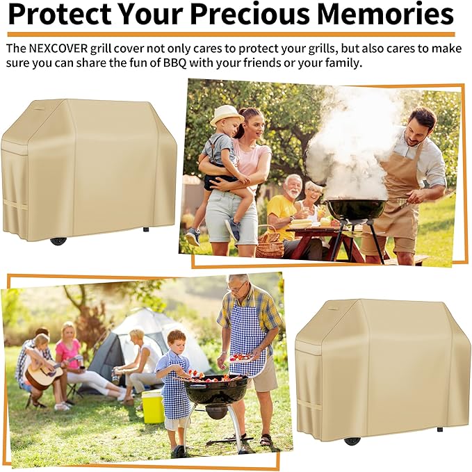 NEXCOVER Barbecue Gas Grill Cover - 60 Inch Waterproof BBQ Cover, Heavy Duty, Fade & Weather Resistant, Fits Weber, Brinkmann, Char Broil, Holland