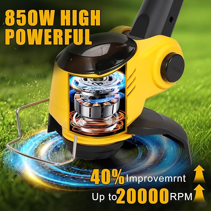 Cordless Weed Wacker Electric Grass Trimmer with 21v 4000mah Battery Powered Weed Trimmer Lightweight Lawn Edger Tool for Small and Medium Garden and Yard Lawn