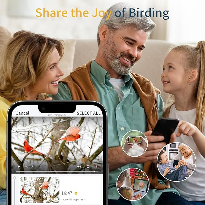 Bird Feeder with Camera,WiFi Outdoor Smart Bird Feeder Camera with Built-in AI Birds Recognition,Solar Powered,Auto Record Video by Cloud Storage,FHD Birds House with Cam,Ideal Gift for Dad and Mom