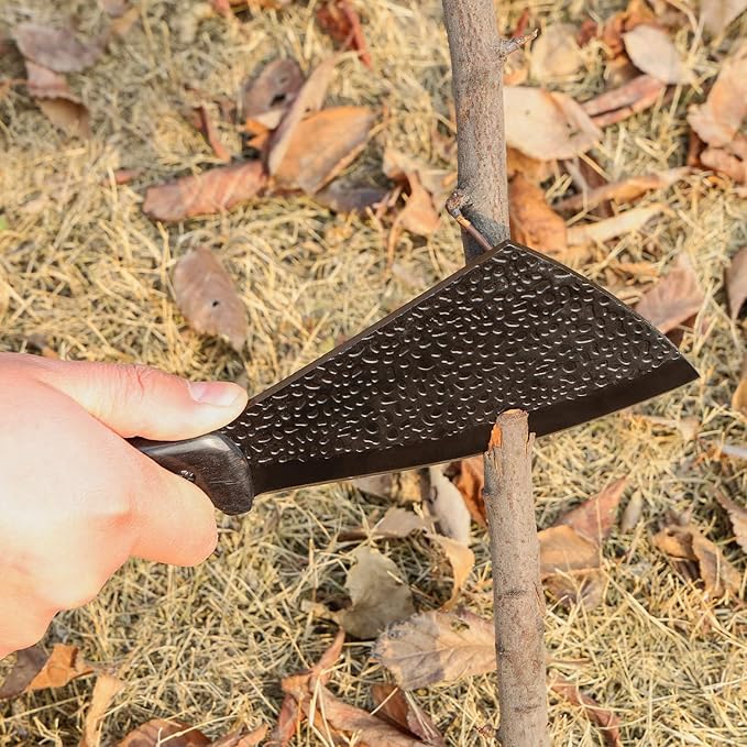 11 Inch Hatchet with Sheath, Small Compact Machete Axes, Fixed Blade Full Tang Camping Tactical Knife for Woodworking, Garden Machete Axe with Sheath for Bushcraft Yards Bushes Wood, A1BK