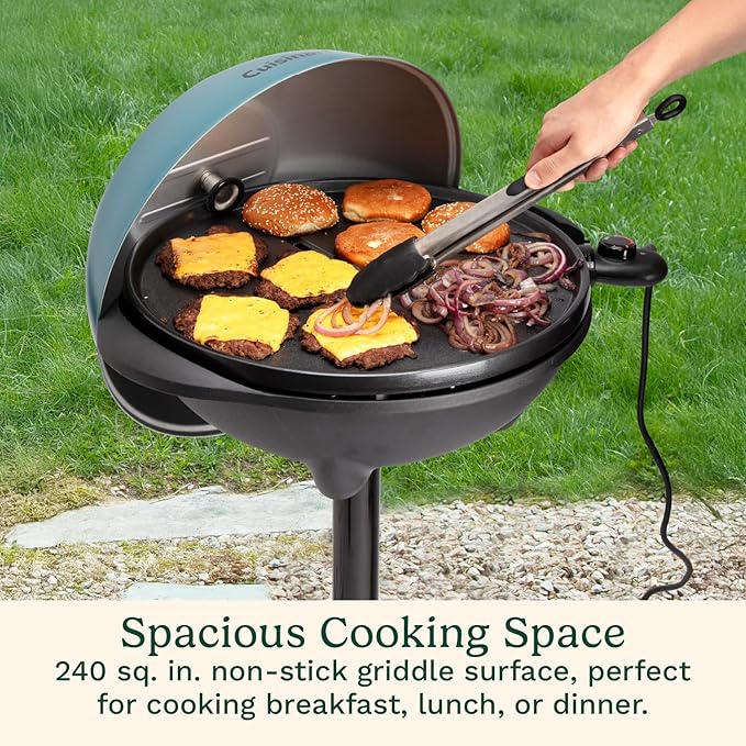 Cuisinart Indoor/Outdoor Electric Griddle, 2-in-1 Portable BBQ with Flat Top Nonstick Cooking Surface, Adjustable Heat, Stand/Tabletop Options for Cookouts, Barbecues & Small Spaces, No Tools Needed