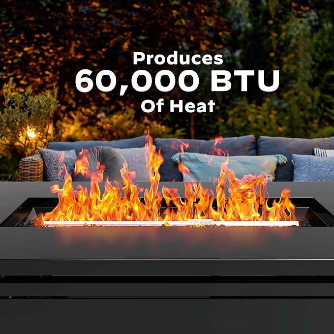 Ciays 42 Inch Propane Fire Pit, 60,000 BTU Steel Gas Fire Pit Table for Outside with Steel Lid and Lava Rock, 2 in 1 Fire Table Gatherings Parties on Patio Deck Garden Backyard, Black