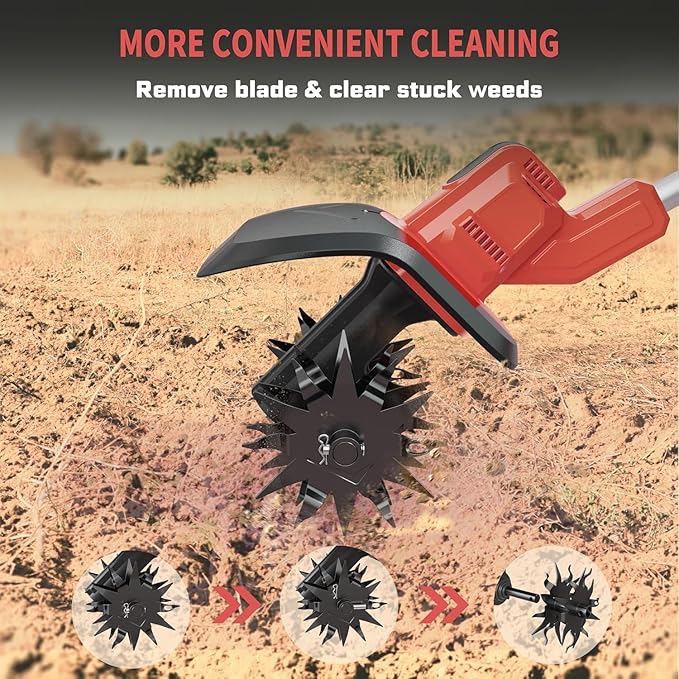 Cordless Tiller Cultivator for Milwaukee 18V Battery(Tool Only),Brushless Motor,Electric Garden Tiller w/360 RPM, 9In Tilling Width and 6.6In Depth Garden Rototiller for Lawn/Soil Cultivation