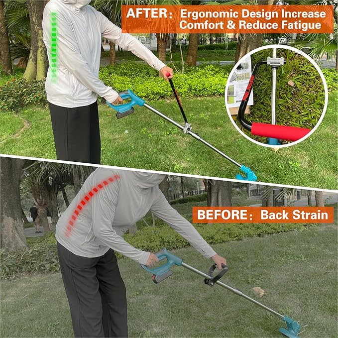 Ergonomic Trimmer Handle Grip for Weed Wacker Extension Handle, Ergonomic String Trimmer Handle Lawn Trimmer Grips with Bracket Clamp for String Trimmer, Lawn Care, Landscaping (Black)