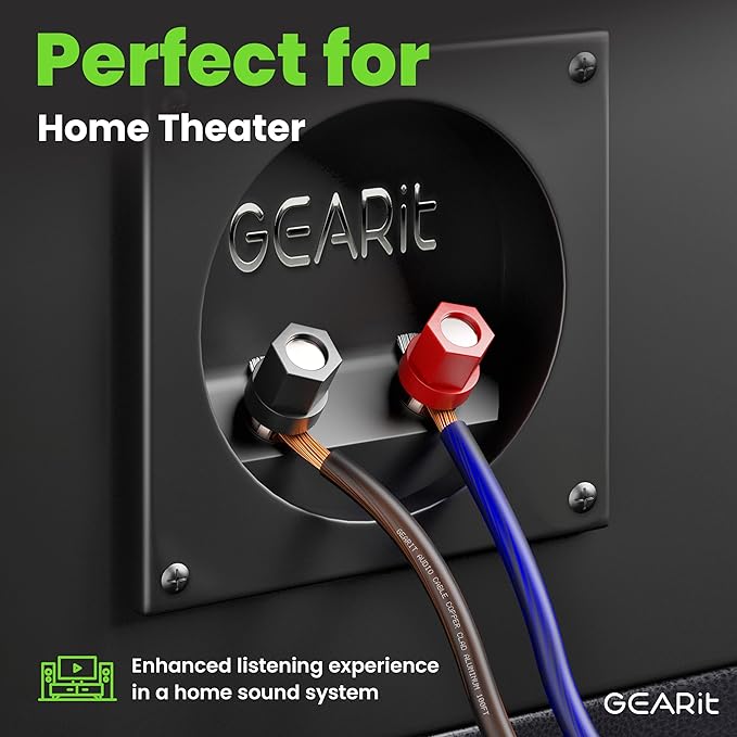 GearIT Pro Series 12 Gauge (2 x 4mm²) Speaker Wire Cable (30.4 Meters / 100 Feet/Black Blue) CCA HiFi Audio Speaker Cable Great Use for Car Audio and Home Theater Surround Sound Systems