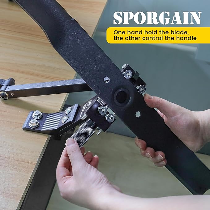 Lawn Mower Blade Sharpener and Balancer, 15°-45° Adjustable Mower Blade Sharpening Tool with Blade Balancer Kit Many Types of Mower Blade, Black
