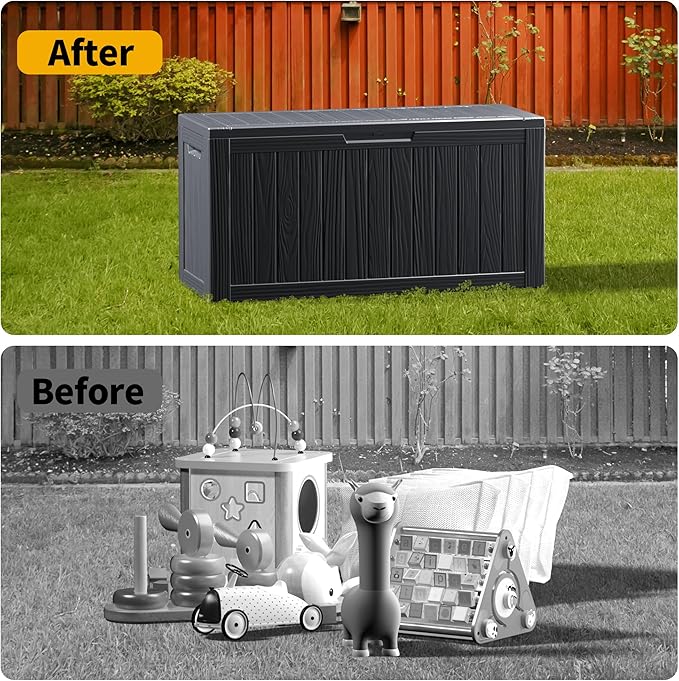 80 Gallon Outdoor Cushion Storage - Waterproof Deck Storage Box & Patio Storage Box, SpaceMax Resin Chest with Lock for Pool/Garden Tools, UV-Resistant, Onyx Black