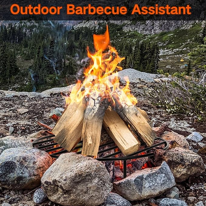 only fire Round Fire Pit Grate with 4 Legs for Outdoor Campfire Grill Cooking, 24 Inch