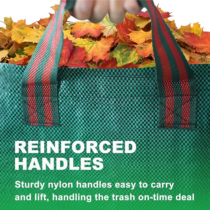 Hugeleaf 3 Packs 72 Gallon Reusable Yard Waste Bags, Collapsible Leaf Bags with Reinforced Handles, Extra Large Heavy Duty Garden Waste Bags for Leaves Garden Clean Up