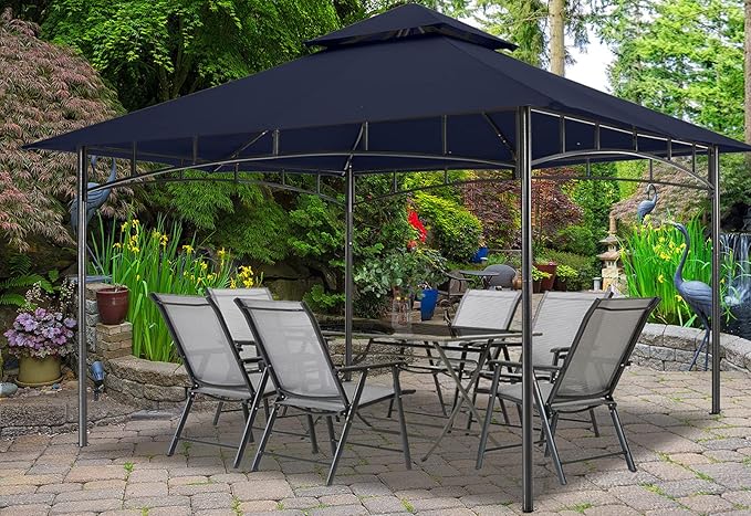 MASTERCANOPY Outdoor Garden Gazebo for Patios with Stable Steel Frame (10x12, Navy Blue)