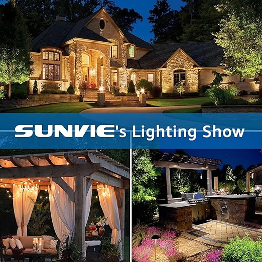 SUNVIE 120W Low Voltage Transformer Outdoor Landscape Lighting Transformer with Timer and Photocell Sensor Waterproof 120V to 12V/14V AC Low Voltage Landscape Transformer for Spotlight Pathway Lights