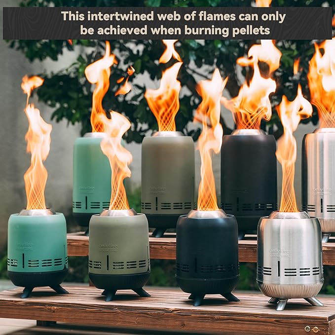 ONLYFIRE OUTDOOR LIVING Tabletop Fire Pit Burning Woods/Pellets, Portable Small Fireplace with Storage Bag for Camping Tailgating RV Patio Backyard, Smokeless Camping Stove 9.5", FP055 Green
