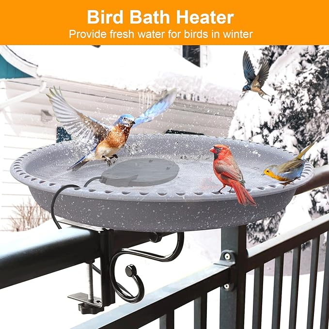 500W Chicken Water Heater w/Thermostat, Aluminum Cast Bird Bath Heater & Pond Deicer, Winter Trough Heater for Poultry, Horses, Cows