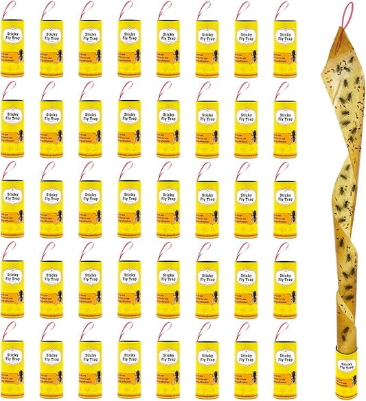 Stingmon 40 Pack Sticky Fly Trap Indoor, Fly Traps Outdoor Hanging, Fruit Fly Trap, Fly Strips Fly Tape Fly Killer Fly Catcher Fly Paper Fly Ribbon, Flying Insect Trap for Bug, Gnat, Insect, Mosquito