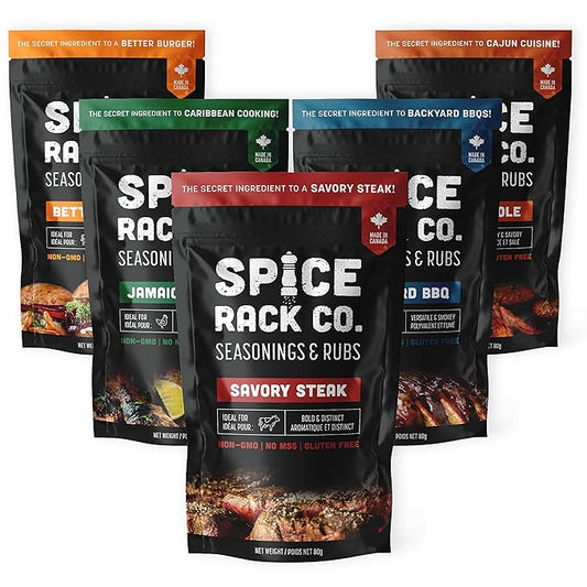 Spice Rack Co BBQ Seasonings And Rubs - Smoking & Grilling Spices and Seasonings Sets, BBQ Accessories & Smoker Accessories Gifts For Men, Unique Grilling Gifts For Men Who Have Everything (5pk)