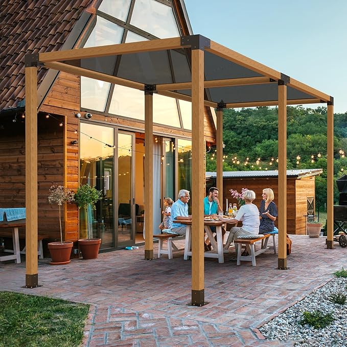 VEVOR Pergola Bracket Kit, 4x4 Inch (Inner Size 3.5x3.5), 2 Pcs 4-Way Heavy Duty Corner Bracket Woodworks DIY Post Base Kit, Easy Installation Wooden Beams for Gazebos, Patio Pergolas, Log Cabin