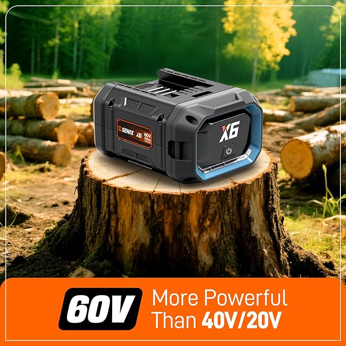 SENIX Chainsaw|60V 16" Battery Chainsaw|Brushless Electric Chainsaws|Cordless Chain Saw with 4Ah Battery & Charger|Garden Tool for Trees, Pruning, Branch Trimming, Best Gifts for Man, CSX6-M