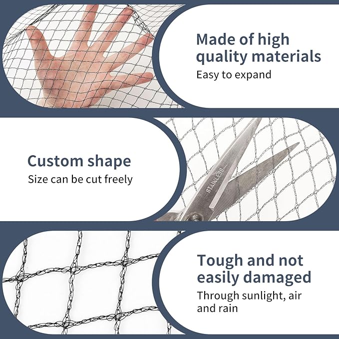 Garden Netting, 7.5ft x 100ft Black Bird Netting Heavy Duty,Rabbit,Squirrels,Anti Birds,Larger Bees,Deer,Chicken,Cardinals,Animal Fencing for Fruit Tree & Vegetable Garden