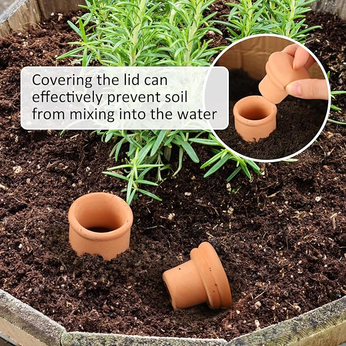 2 pcs Large 10x5in Ollas Terracotta Watering Pots Self Watering Planter Insert 1.8L Terra Cotta Clay Watering Spikes Automatic Plant Watering Devices for Outdoor & Indoor Plants Self-irrigate