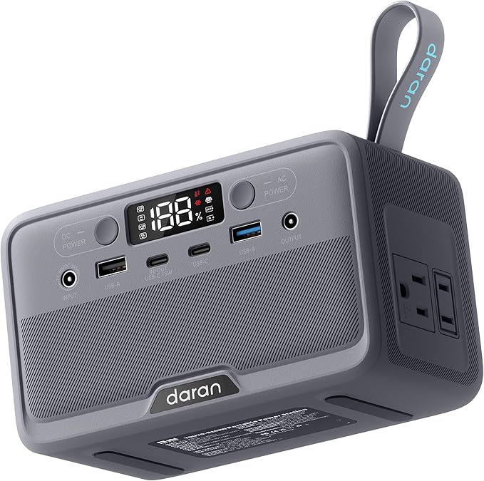 Portable Power Station 28000mAh LiFePO4 Battery, 100W (200W Surge) Laptop Power Bank Fast Charging AC Outlet with 4-Port USB & PD, Solar Generator for Outdoor Camping, Emergency, Travel (TSA Approved)