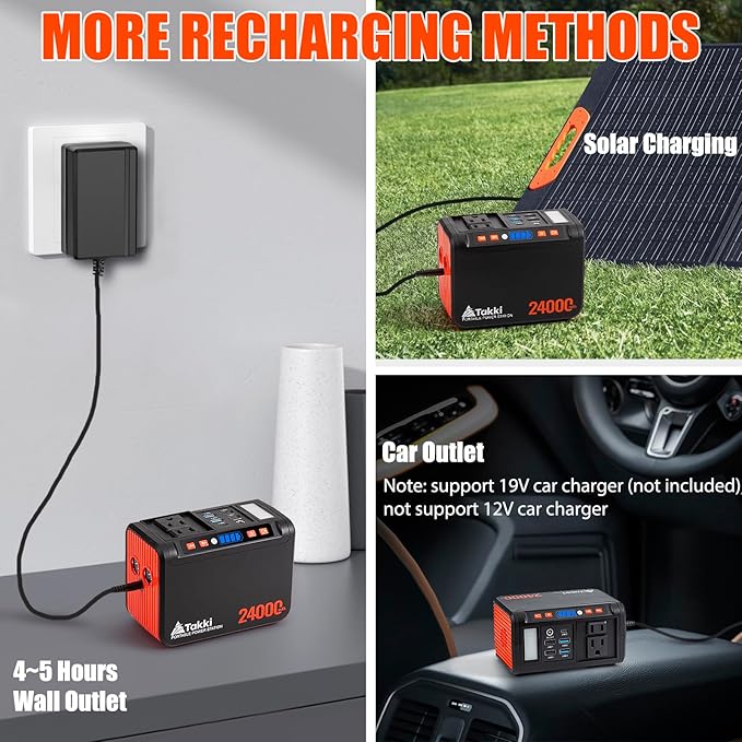 Takki 88.8Wh Portable Power Station Lithium Battery Solar Generator Power Bank with 120W Peak AC Outlet Battery Backup for Camping Home Use Emergency(Solar Panel Optional)