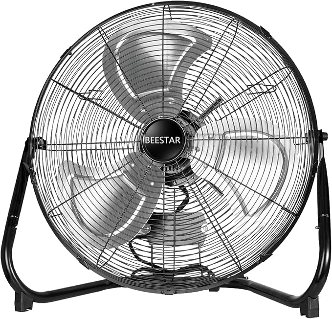 BEESTAR 18 Inch Floor Fan,High Velocity Fan with 3-Speeds&Adjustable Tilting Head,Heavy Duty Metal Industrial Fan for Shop, Garage,Commercial, Residential, and Greenhouse,Black (18 INCH)