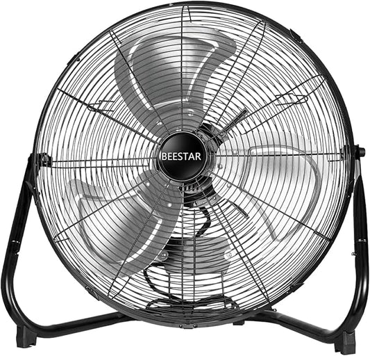 BEESTAR 18 Inch Floor Fan,High Velocity Fan with 3-Speeds&Adjustable Tilting Head,Heavy Duty Metal Industrial Fan for Shop, Garage,Commercial, Residential, and Greenhouse,Black (18 INCH)