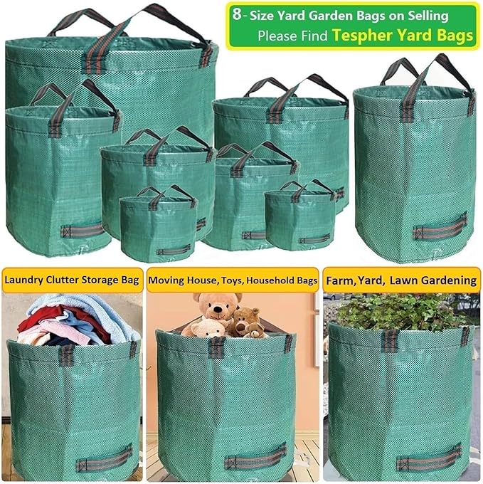 Professional 2-Pack 106 Gallon Large Lawn Garden Bags (D31, H31 inch) Yard Waste Bags W/Gardening Gloves, Big Leaf Bag,Yard Debris Bags,Garden Trash Container,Lawn Grass Clippings,Weeds Bag 4 Handles
