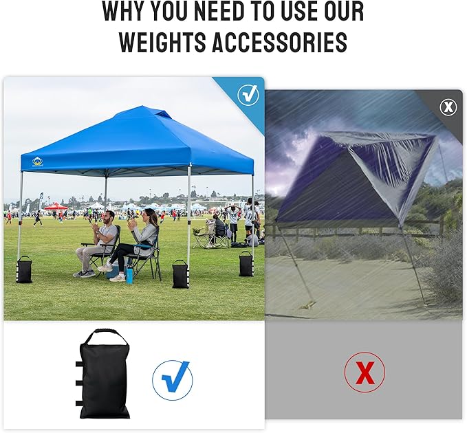 CROWN SHADES Sand Bags for Canopy Legs (150 LBS) Sandbags for Weight, Canopy Weights, Pop Up Tent Weights Bags, Black (Unfilled)
