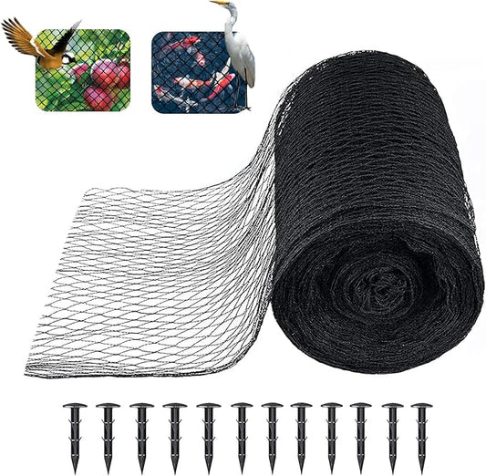 Koi Pond Netting Kit 20 x 40 ft, Black Heavy Duty Woven Net for Leaves, Reusable Pool Protective Cover Protecting Fish From Birds, Cats and Predators