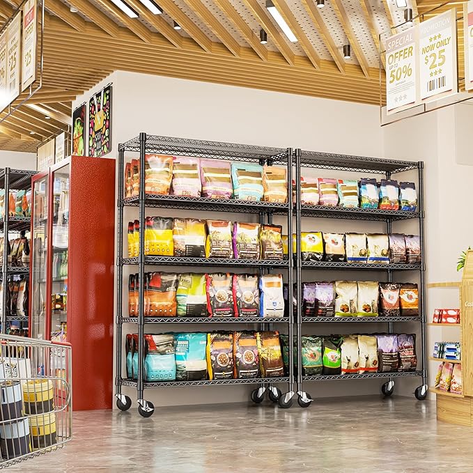 IZEUK Heavy Duty Garage Shelving, 5 Tier Wide Metal Storage Shelf Rack, Adjustable Utility Organizer for Basement, Warehouse, Garage, Black, 23.6" D x 53.1" W x 73.6" H