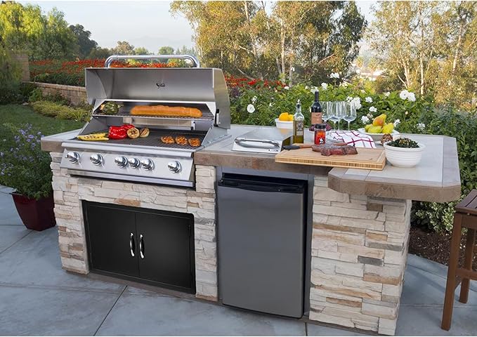Stanbroil Outdoor Kitchen Doors 36W x 21H Inch BBQ Access Door - Wall Construction Vertical Double Door Flush Mount for Outdoor Kitchen Grilling Station or Commercial BBQ Island - Black