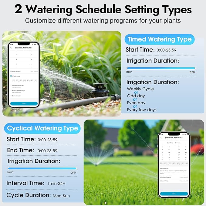 2 Zones WiFi Water Timer Brass Inlet, Sprinkler Timer for Garden Hose, APP Remote Control WiFi Hose Timers with Gateway, Voice Control with Alexa, Rain Delay and Manual Mode for Yard Lawn Watering