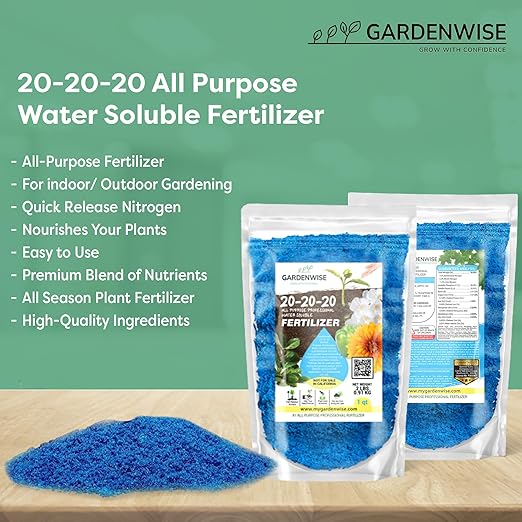 20-20-20 Water-Soluble Fertilizer β Powder for Liquid Plant Food for Indoor & Outdoor Plants, Orchids, Vegetables, Lawns, Flowers β 20 20 20 Fertilizer (10 QUARTS)