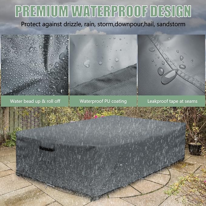 Outdoor Furniture cover Waterproof, Outdoor Sectional Cover, Rectangular Patio Covers for Outdoor Furniture Set, 110" L x 84" W x 29" H -Black