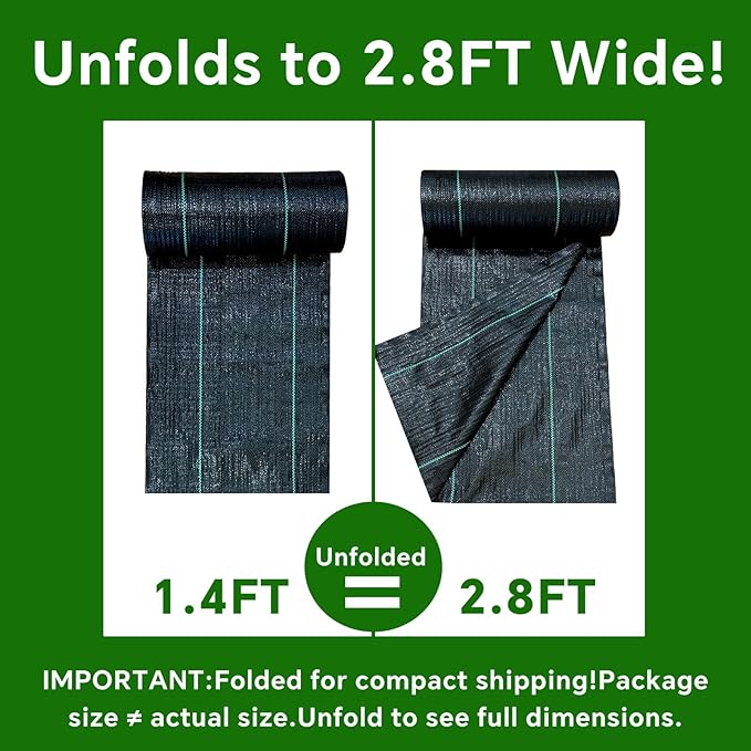 Weed Barrier Landscape Fabric Heavy Duty,3.2 OZ Premium Garden Weed Blocker Fabric for Weed Control, Plastic Ground Cover with Woven Weed Cloth,Durable Landscaping Fabric (2.8 X 200FT)