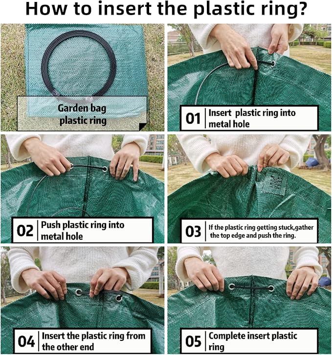 4 Pack 137 Gallons Reusable Yard Waste Bags with Double Bottom Layer Extra Large Leaf Lawn Bags Reusable Heavy Duty With 4 Reinforced Handles Garden waste Bags for Debris Grass Clipping