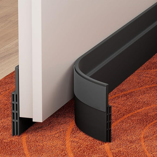 GroTheory 2 Pack Under Door Draft Stopper, Home Improvement, Weather Stripping Door Seal, Bottom of Door Sweep, Garage Window Blocker Noise Dust Insulation Draft Guard, 39" L, Black