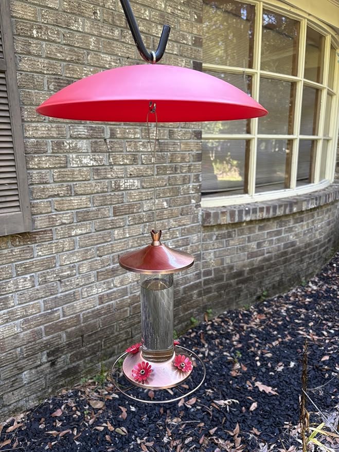 13" Hummingbird Feeder Squirrel Guard,Bird Feeder Rain Cover,Dome Squirrel Proof Bird Feeders Baffle, (Bright Red), 2Pack
