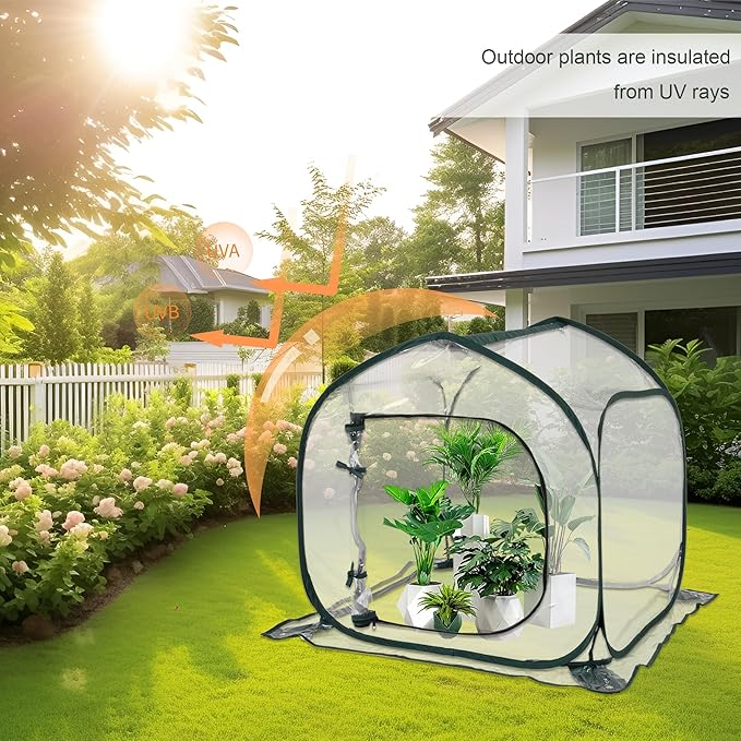 Mini Transparent Pop Up Greenhouse for Indoor and Outdoor Backyard Gardens - Portable Large Space and Durable