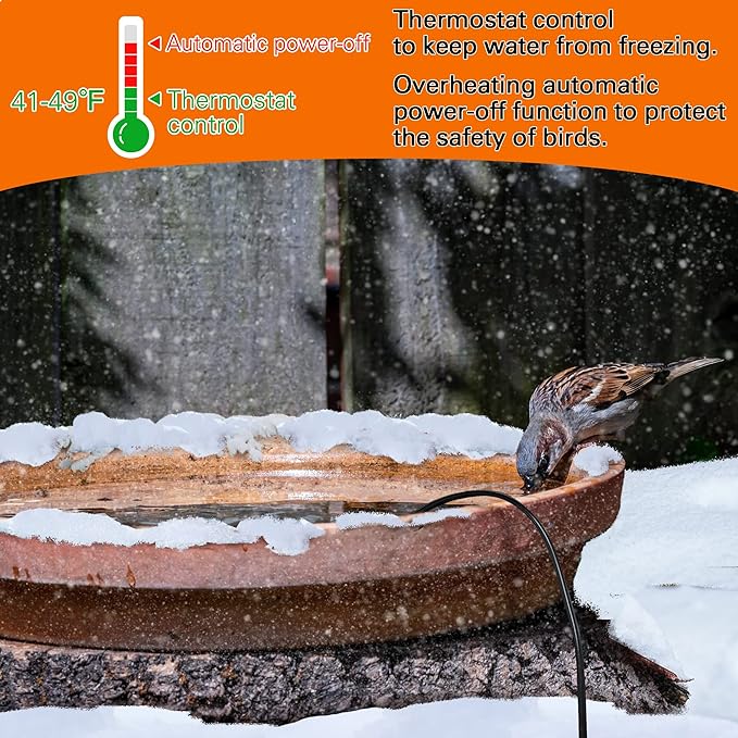 Dreyoo 2 Pack Bird Bath De Icer, 60w Submergible De Icer, Thermostatic Controlled Winter Water Heater Deicer for Bird, Chicken, Duck, Farm Trough, Design Patent Product