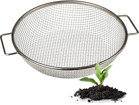 Round Soil Sifter for 5-Gallon Bucket (1/4-inch Mesh), Stainless Steel Garden Sieve with Handles