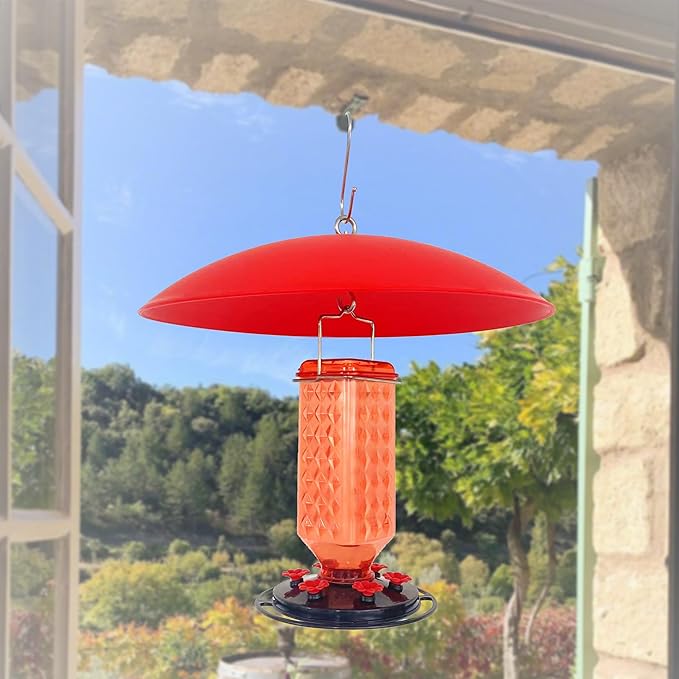 13" Hummingbird Feeder Squirrel Guard,Bird Feeder Rain Cover,Dome Squirrel Proof Bird Feeders Baffle, (Bright Red), 2Pack